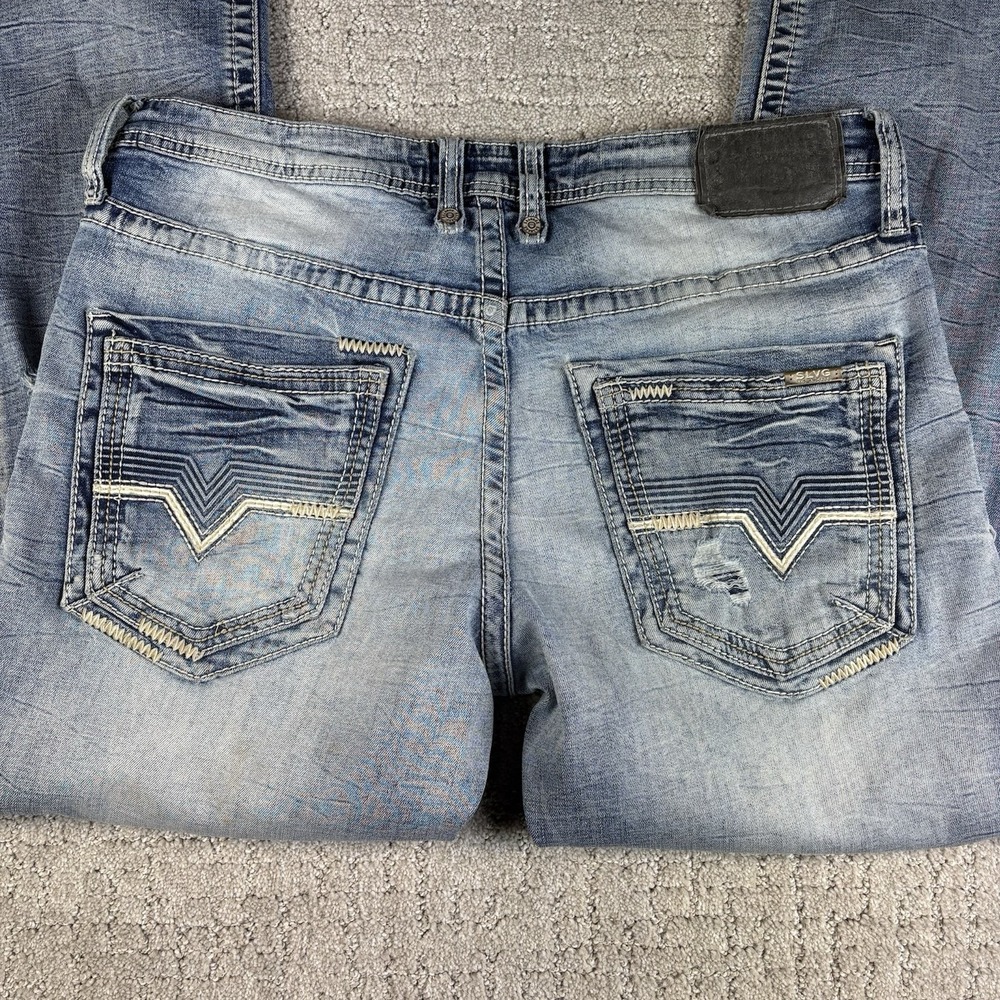 Salvage Mayhem Straight Regular Fit Men's Denim Distressed Jeans 34 R Buckle